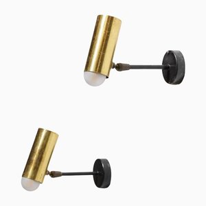 Solid Brass Tube Sconces in the Style of Jean Rene Caillette, 1950s, Set of 2-YU-1312234