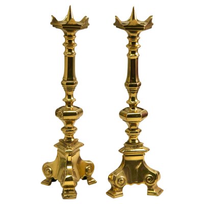 Solid Cast Brass Candlesticks, Set of 2-MJY-1214927