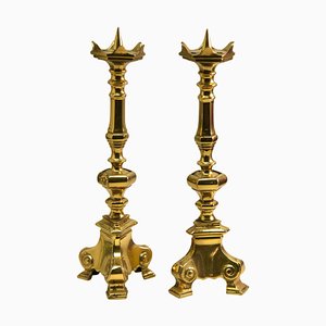 Solid Cast Brass Candlesticks, Set of 2-MJY-1214927