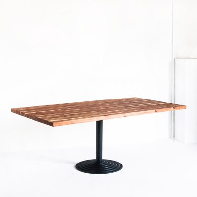 Solid Cypress Wood Table with Iron Base-ZFJ-1284084