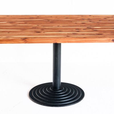 Solid Cypress Wood Table with Iron Base-ZFJ-1284084