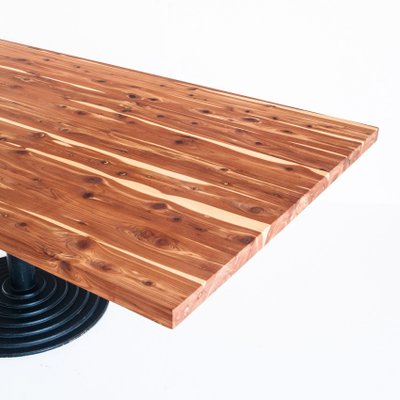 Solid Cypress Wood Table with Iron Base-ZFJ-1284084