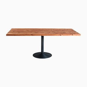 Solid Cypress Wood Table with Iron Base-ZFJ-1284084