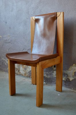 Solid Elm & Leather Chairs by Roland Haeusler, Set of 4-AIU-1292886