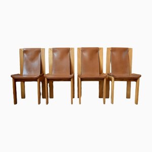 Solid Elm & Leather Chairs by Roland Haeusler, Set of 4-AIU-1292886