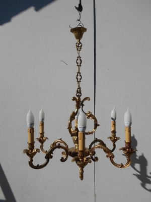 Solid Gilt Bronze Cage Chandelier, 1970s-RDN-1170515