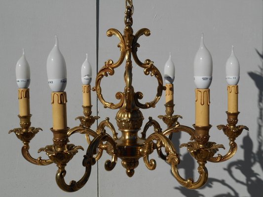 Solid Gilt Bronze Cage Chandelier, 1970s-RDN-1170515