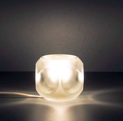 Solid Glass Ice Cube Table Lamp from Peill & Putzler, 1970s-VLO-1193544