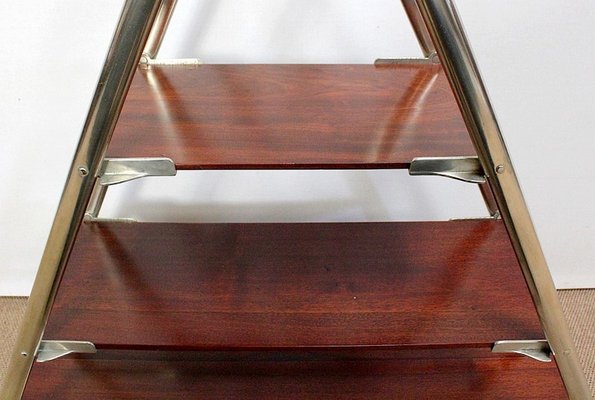 Solid Mahogany and Chrome Metal Boat Shelf, 1920s-RVK-1016330