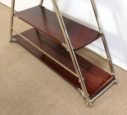 Solid Mahogany and Chrome Metal Boat Shelf, 1920s-RVK-1016330