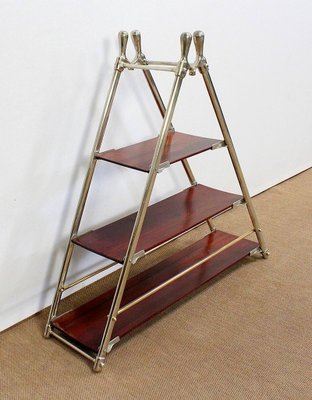 Solid Mahogany and Chrome Metal Boat Shelf, 1920s-RVK-1016330