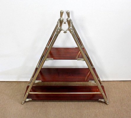 Solid Mahogany and Chrome Metal Boat Shelf, 1920s-RVK-1016330