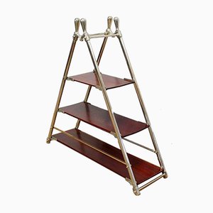 Solid Mahogany and Chrome Metal Boat Shelf, 1920s-RVK-1016330