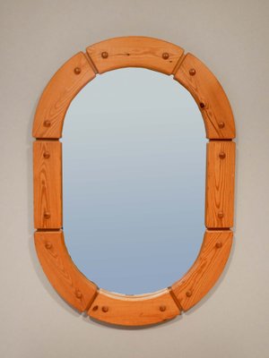 Solid Pine Mirror from Fröseke, 1970s, Sweden-OGU-1080215