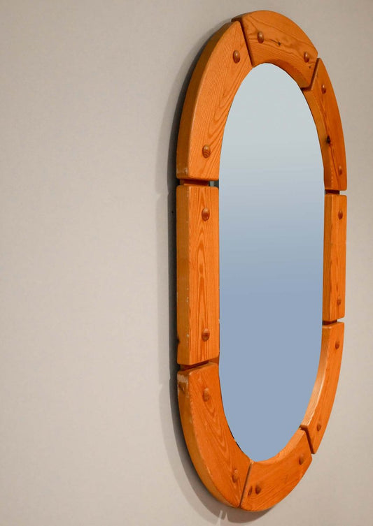 Solid Pine Mirror from Fröseke, 1970s, Sweden