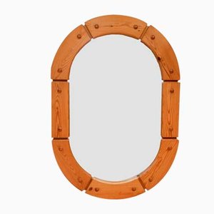 Solid Pine Mirror from Fröseke, 1970s, Sweden-OGU-1080215