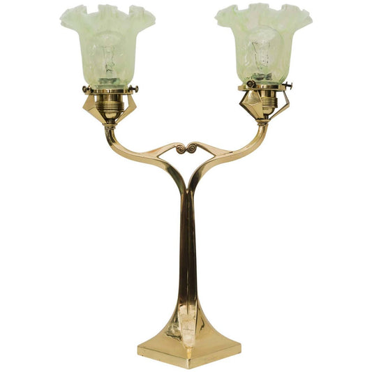 Solid Table Lamp with Opaline Glass Shade