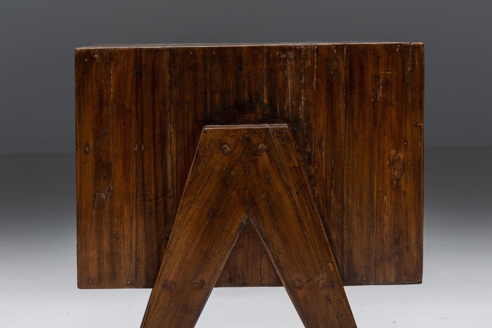 Solid Teak Chandigarh Bedside Table by Pierre Jeanneret, 1955