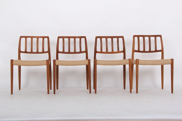 Solid Teak Model 83 Chairs by Niels Otto (N. O.) Møller for J. L. Møllers, Denmark, Set of 4-DQ-978589