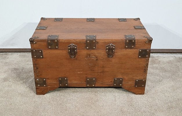 Solid Teak Naval Trunk, Late 19th Century-RVK-1745945