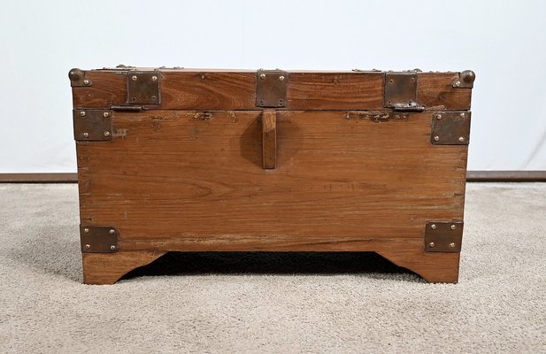 Solid Teak Naval Trunk, Late 19th Century-RVK-1745945