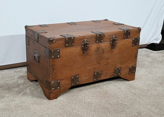 Solid Teak Naval Trunk, Late 19th Century-RVK-1745945