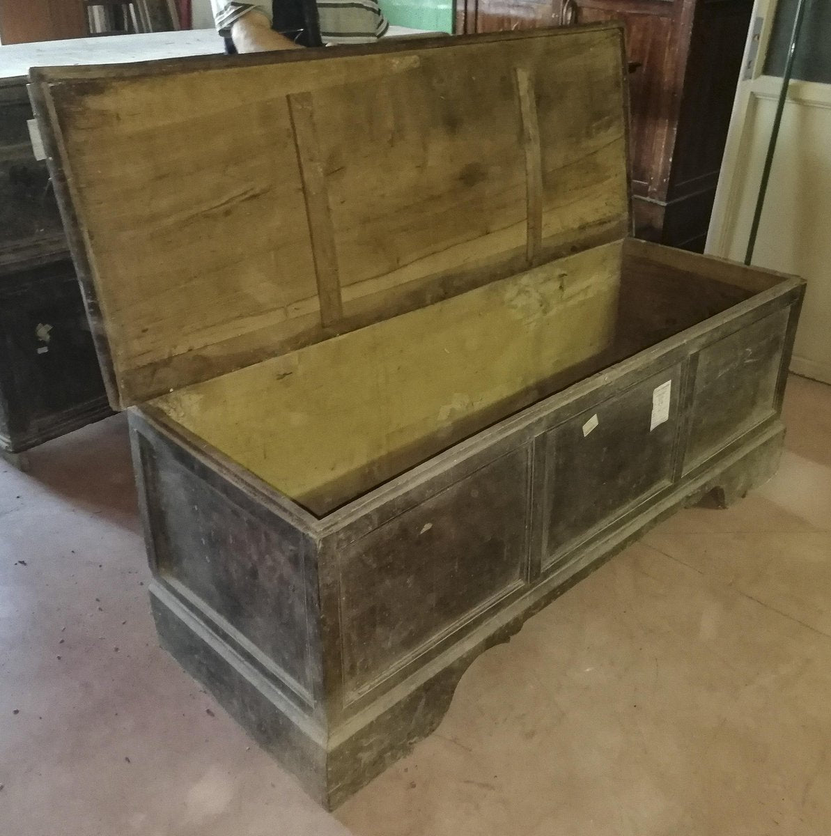 Solid Walnut Chest with Three-Panel Front, Italy, Early 19th Century