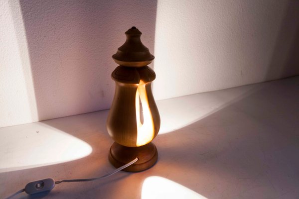 Solid Wood Table Lamp, 1960s-VQY-1250537