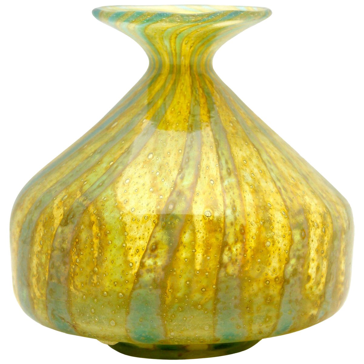 Soliflore Vase with Wide Rimmed Mouth and Bubble Inclusions, Mdina, 1970s