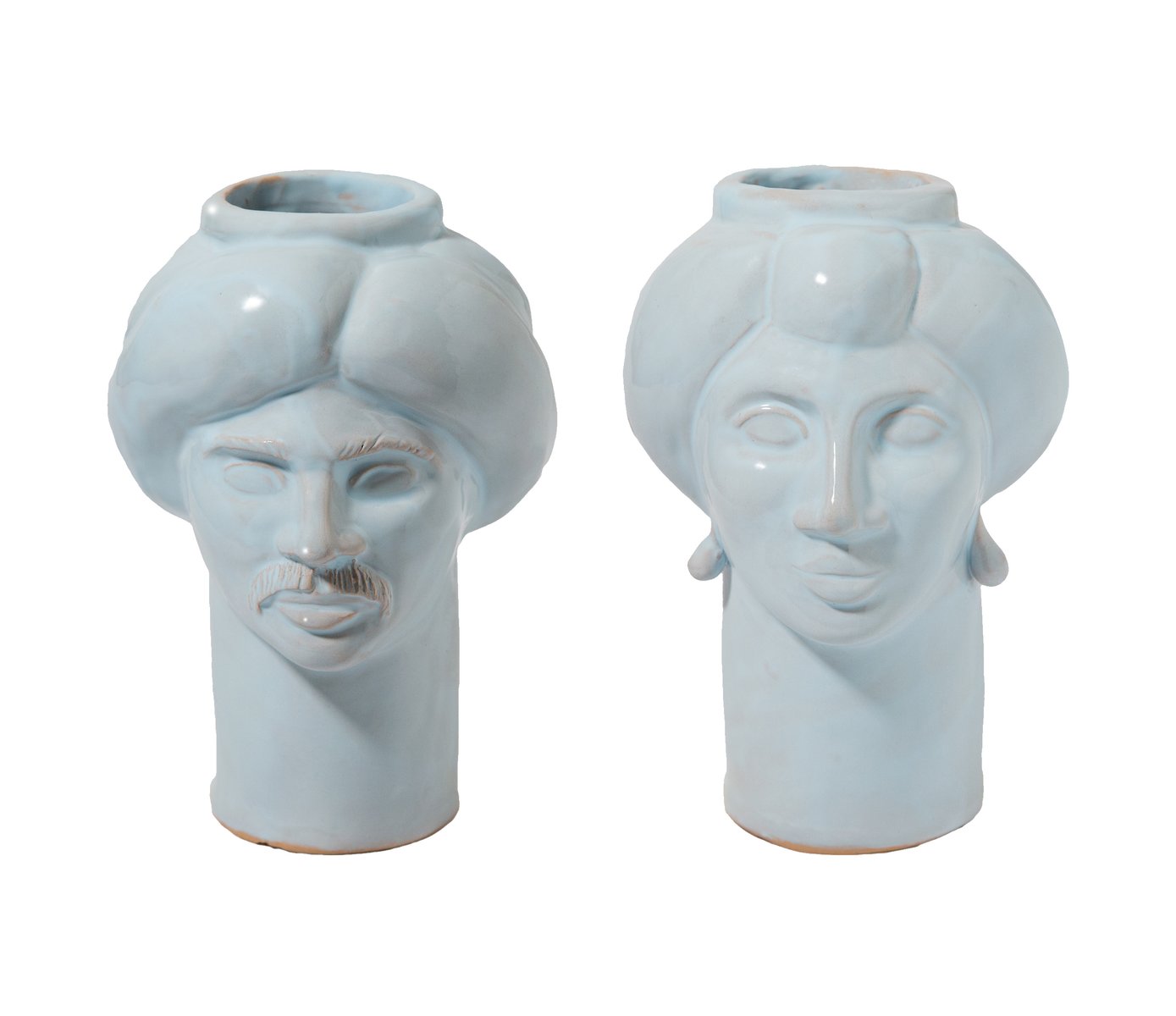 Solimano & Roxelana Figures, Small • Blue Vendicari from Crita Ceramiche, Set of 2