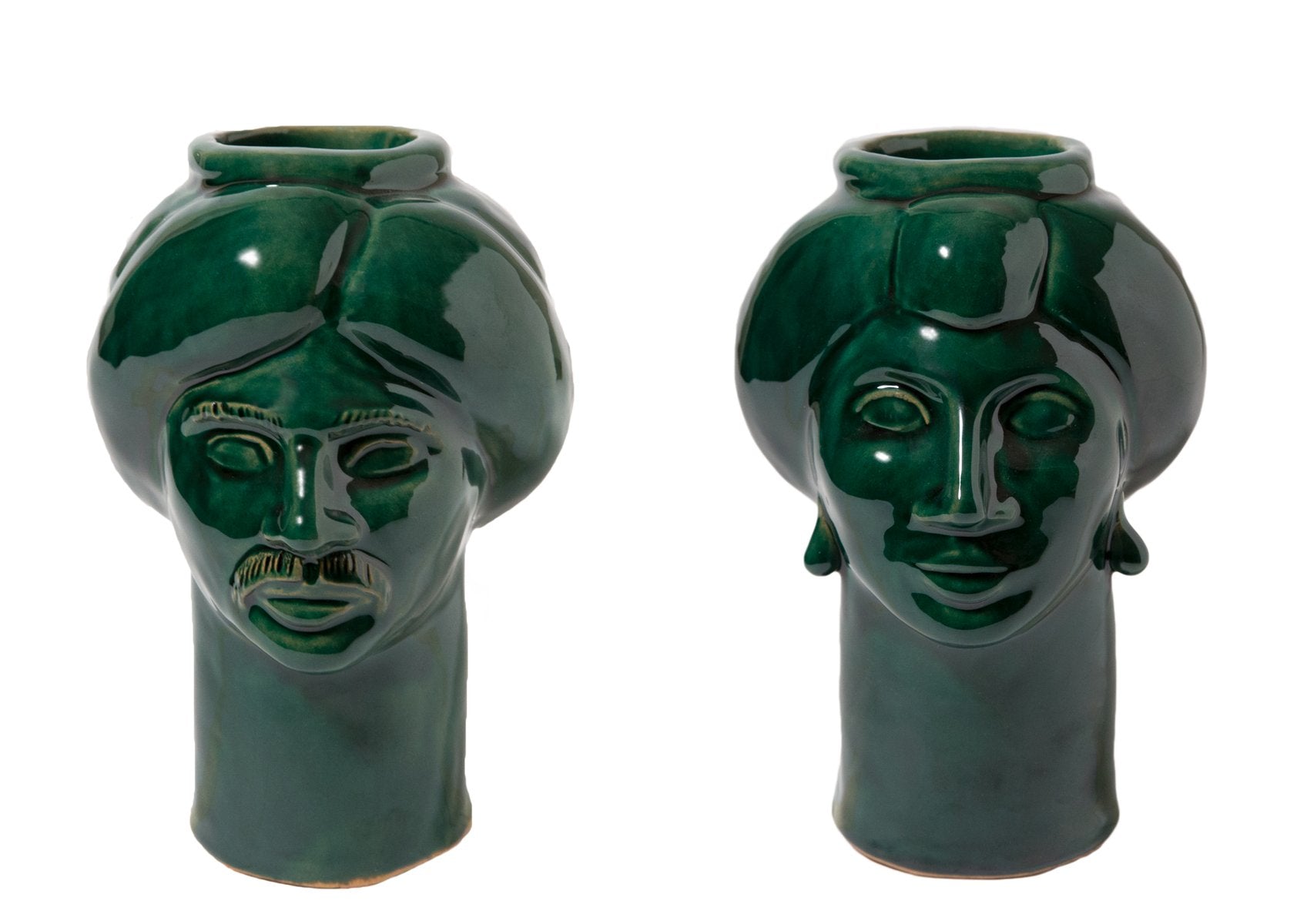 Solimano & Roxelana Figures, Small • Green Ucria from Crita Ceramiche, Set of 2