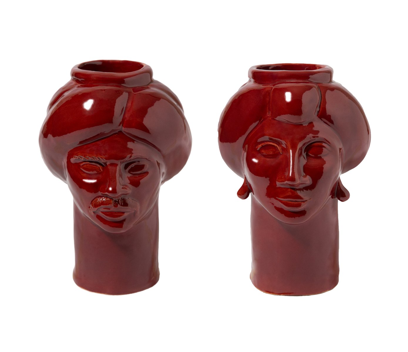 Solimano & Roxelana Figures, Small • Red Etna from Crita Ceramiche, Set of 2