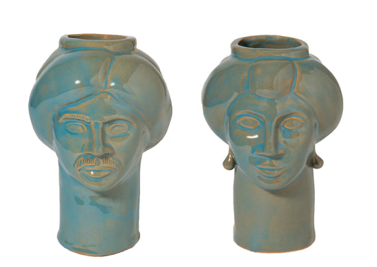 Solimano & Roxelana Figures, Small • Turquoise Favignana from Crita Ceramiche, Set of 2