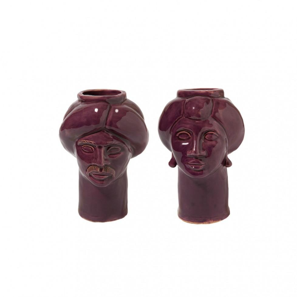 Solimano & Roxelana Figures, Small • Violet Ispica from Crita Ceramiche, Set of 2