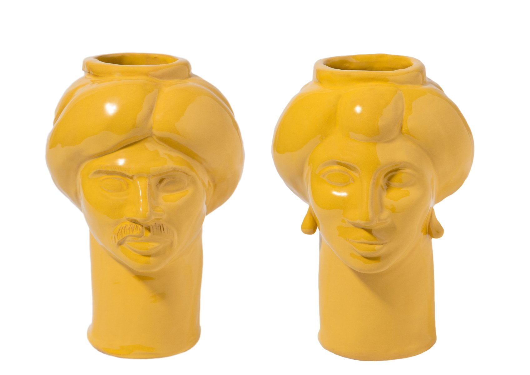 Solimano & Roxelana Figures, Small • Yellow Serradifalco from Crita Ceramiche, Set of 2