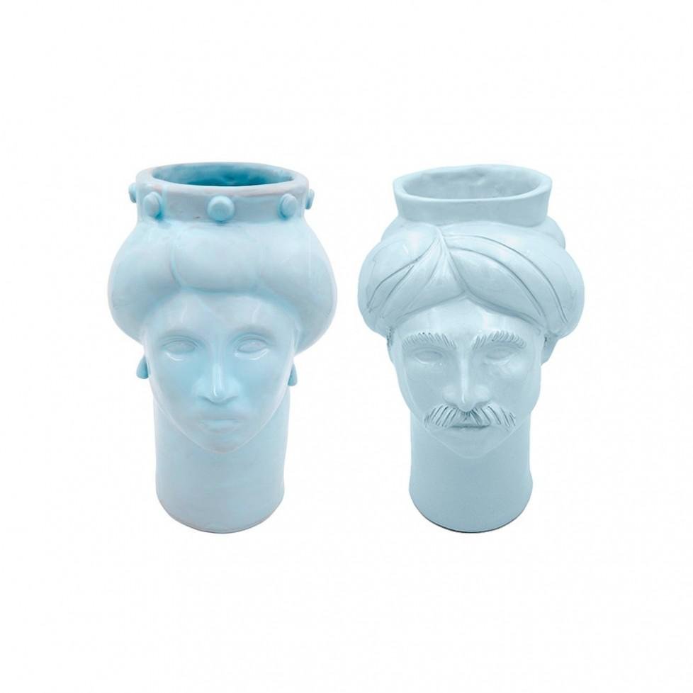 Solimano & Roxelana M Figures • Azure Vendicari from Crita Ceramiche, Set of 2