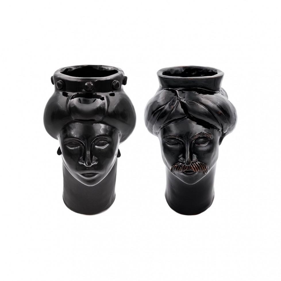 Solimano & Roxelana M Figures • Black Stromboli from Crita Ceramiche, Set of 2