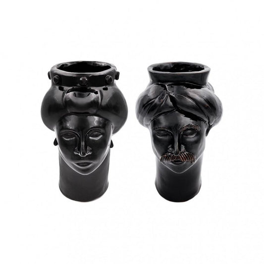 Solimano & Roxelana M Figures • Black Stromboli from Crita Ceramiche, Set of 2