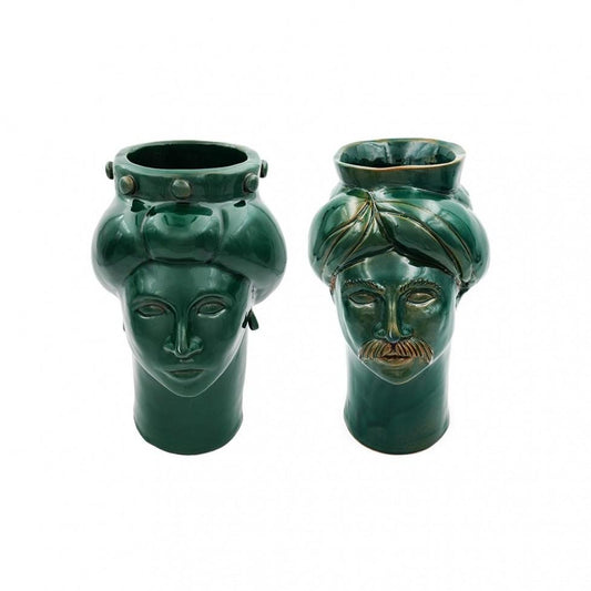 Solimano & Roxelana M Figures • Green Ucria from Crita Ceramiche, Set of 2