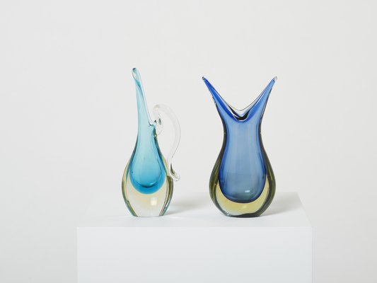 Sommerso Murano Glass Vases, 1970s, Set of 2-YJA-1387916