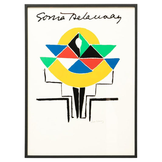 Sonia Delaunay, Abstract Composition, Lithograph, 1970, Framed