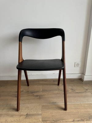 Sonja Chair in Teak and Black Skai by Johannes Andersen for Vamo Sønderborg, 1960s-OJI-2023730