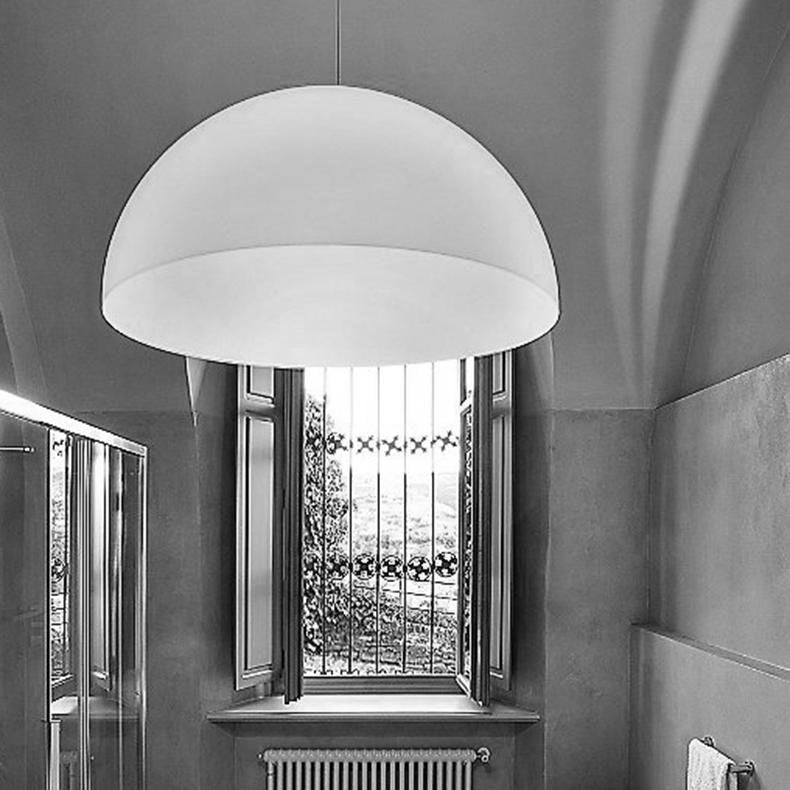 Sonora 493 Painted White Suspension Lamp by Vico Magistretti for Oluce