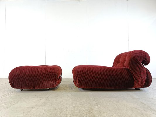 Soriana Lounge Chair with Ottoman attributed to Afra & Tobia Scarpa for Cassina, 1970s, Set of 2-IRH-1723500