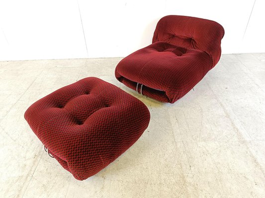 Soriana Lounge Chair with Ottoman attributed to Afra & Tobia Scarpa for Cassina, 1970s, Set of 2-IRH-1723500