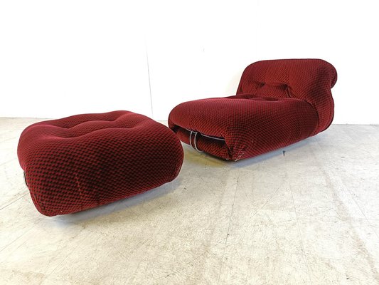 Soriana Lounge Chair with Ottoman attributed to Afra & Tobia Scarpa for Cassina, 1970s, Set of 2-IRH-1723500