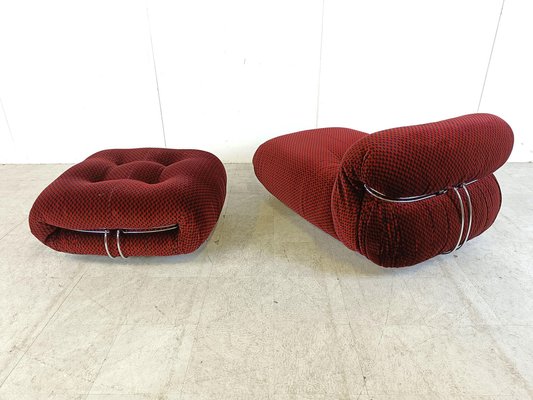 Soriana Lounge Chair with Ottoman attributed to Afra & Tobia Scarpa for Cassina, 1970s, Set of 2-IRH-1723500