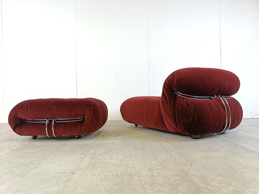 Soriana Lounge Chair with Ottoman attributed to Afra & Tobia Scarpa for Cassina, 1970s, Set of 2-IRH-1723500