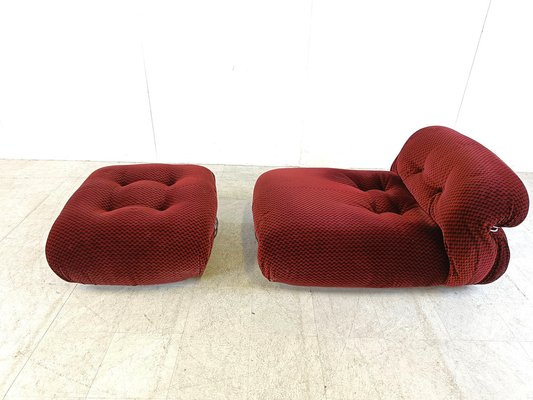 Soriana Lounge Chair with Ottoman attributed to Afra & Tobia Scarpa for Cassina, 1970s, Set of 2-IRH-1723500