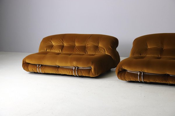 Soriana Sofas in Pierre Frey Velvet by Afra & Tobia Scarpa for Cassina, 1970s-DXL-1680623